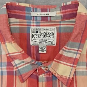 Lucky Brand Mens XXL Plaid Classic Fit Short Sleeve‎ Button Up Shirt